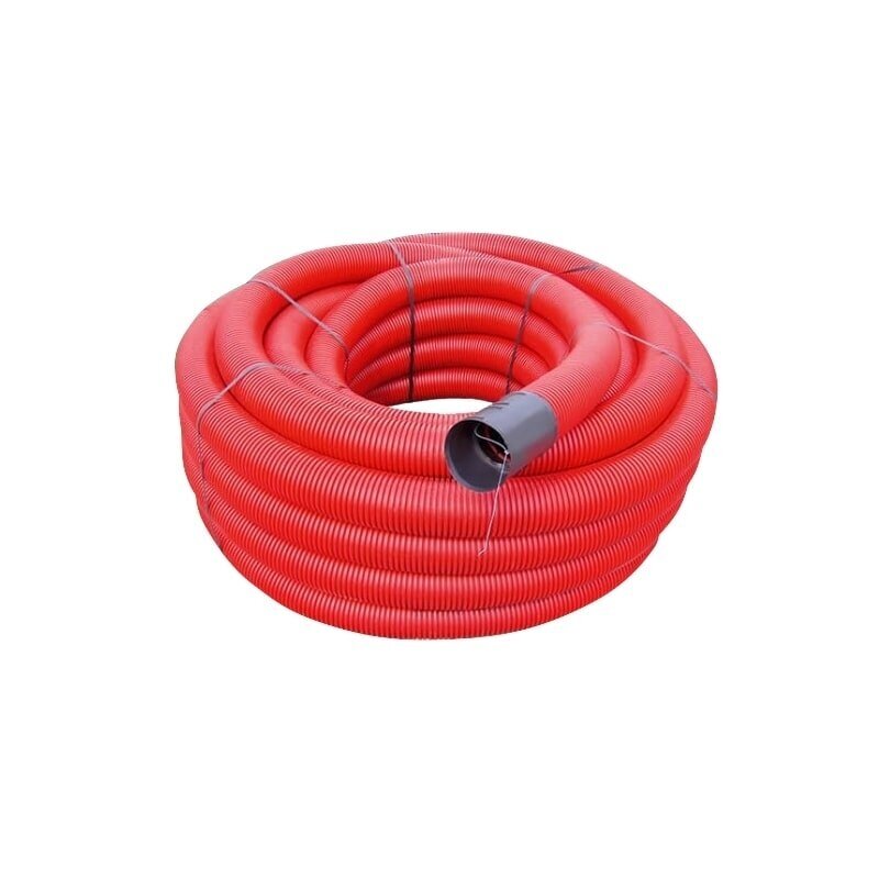 Gofruotas instaliacinis vamzdis kabeliui HDPE D75 450N raud.dvisl.su mova ir pratr.virve(50)