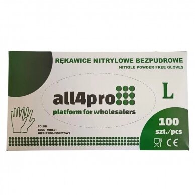 Pirštinės vienkartinės nitrilinės be pudros mėl. (100) 2 Pirštinės vienkartinės nitrilinės be pudros mėl. (100) 2