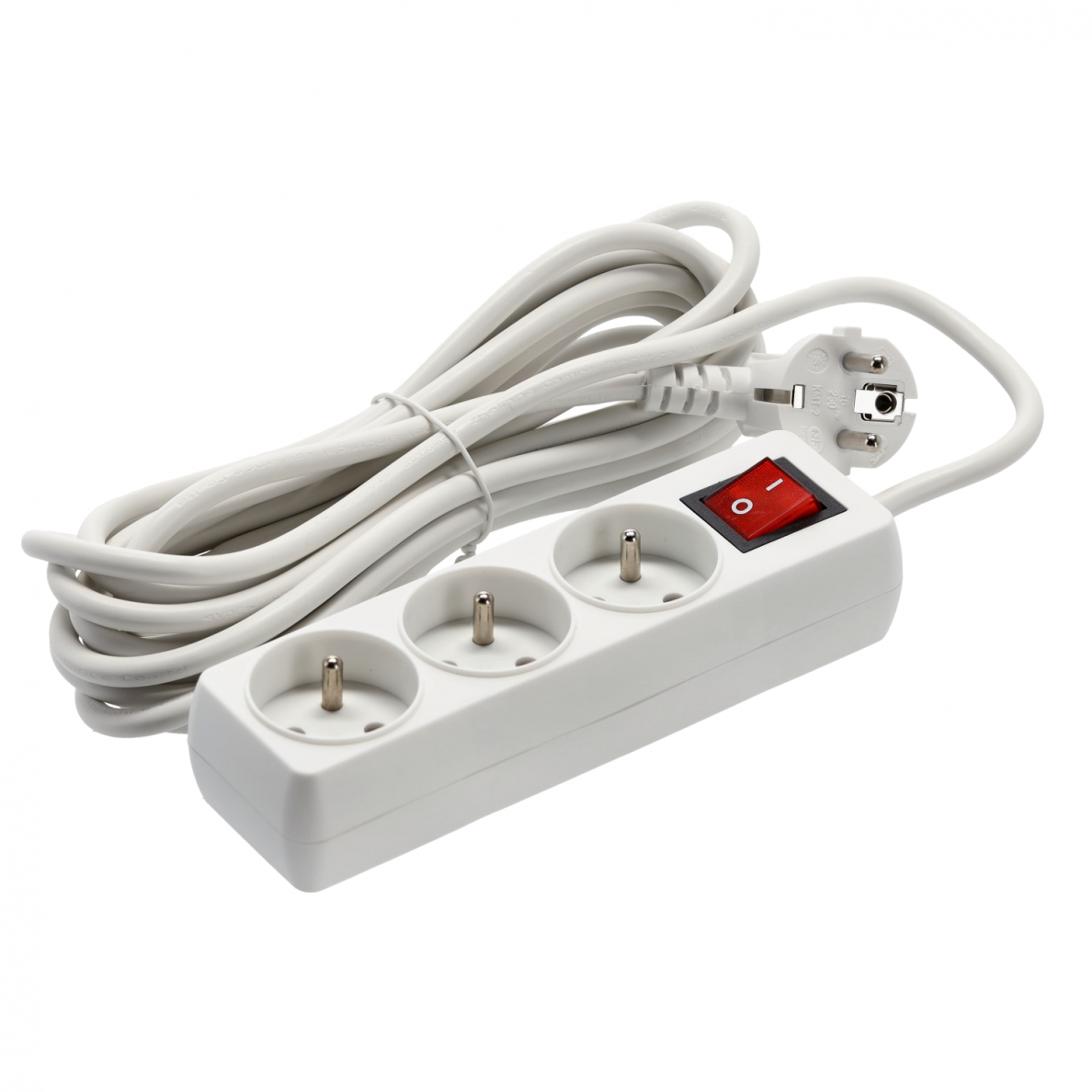 Prailgintojas su jungikliu 250V 3j. 5 m, balta 1 Prailgintojas su jungikliu 250V 3j. 5 m, balta 1