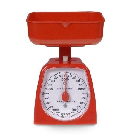 Svarstyklės 5 kg virtuvinės mechaninės su dubeniu Svarstyklės 5 kg virtuvinės mechaninės su dubeniu