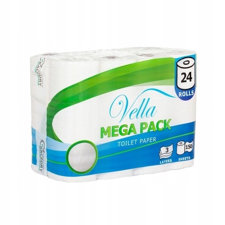 Tualetinis popierius 24rul 3sl (4) VELLA MegaPack balt.cel